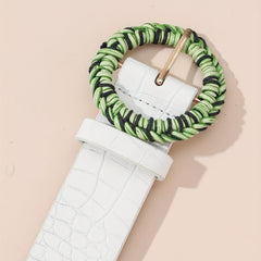  Stylish PU Leather Crocodile Pattern Embossed Belt for Women