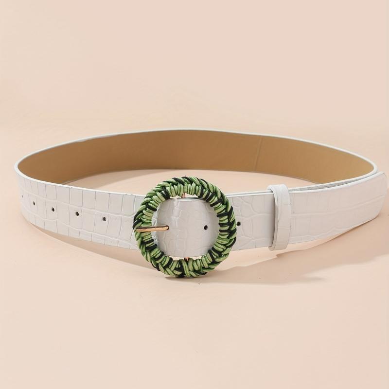  Stylish PU Leather Crocodile Pattern Embossed Belt for Women