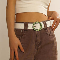  Stylish PU Leather Crocodile Pattern Embossed Belt for Women