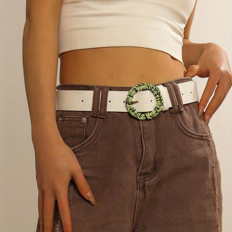  Stylish PU Leather Crocodile Pattern Embossed Belt for Women