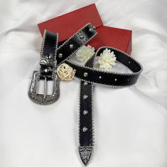 Y2K Western Buckle Belt Vintage Belt PU Leather Belt