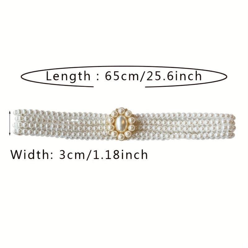 Wide Belt Pearl Flower Buckle Elastic Chain Belts For Women Dress