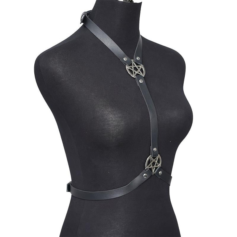 Punk Neck & Waist Belt Pentagram Chest Harness