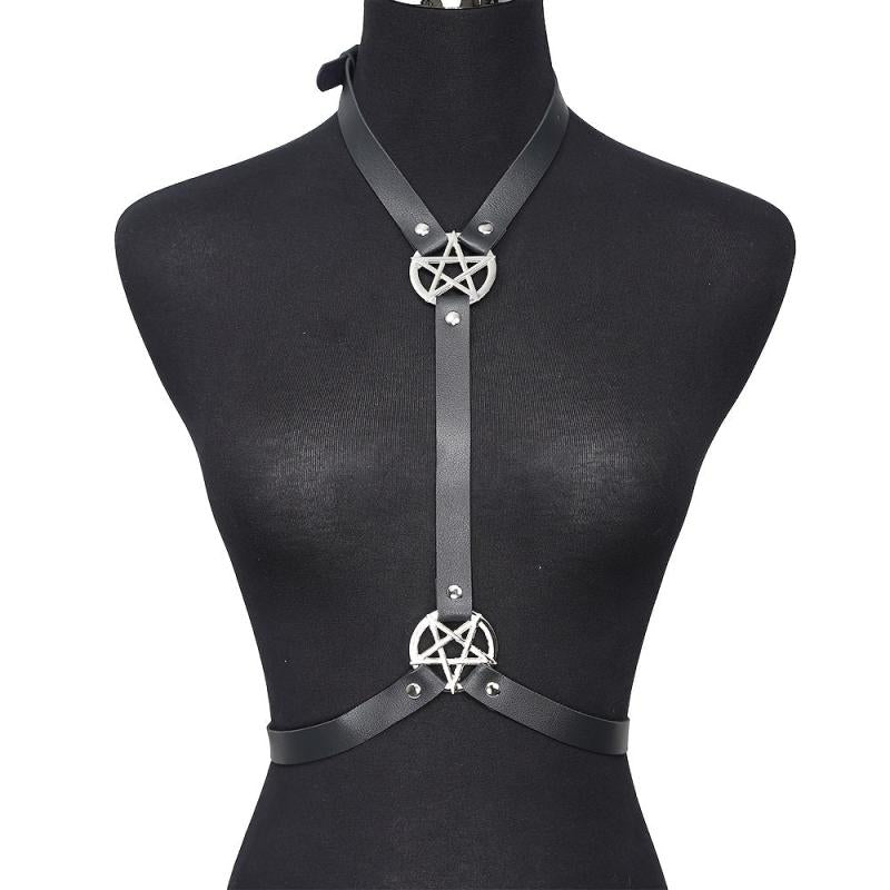 Punk Neck & Waist Belt Pentagram Chest Harness