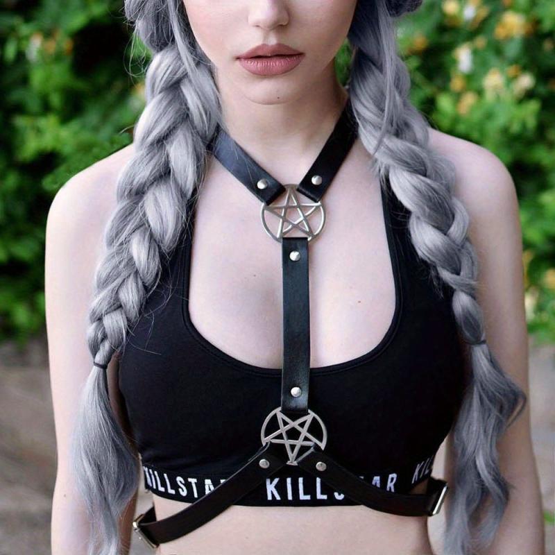 Punk Neck & Waist Belt Pentagram Chest Harness