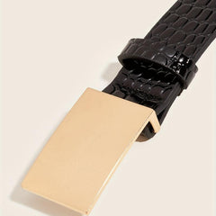 Women's Embossed Buckle Belt PU Leather Casual Jeans Pants Belt