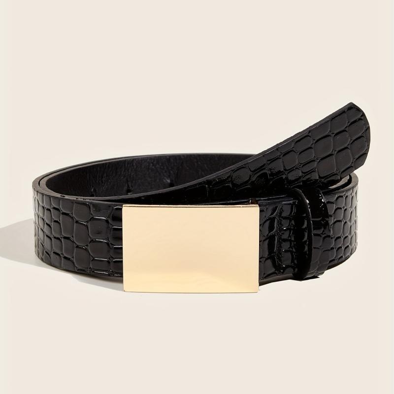 Women's Embossed Buckle Belt PU Leather Casual Jeans Pants Belt