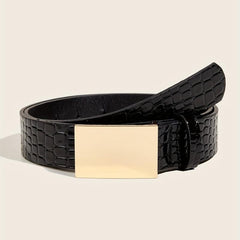 Women's Embossed Buckle Belt PU Leather Casual Jeans Pants Belt