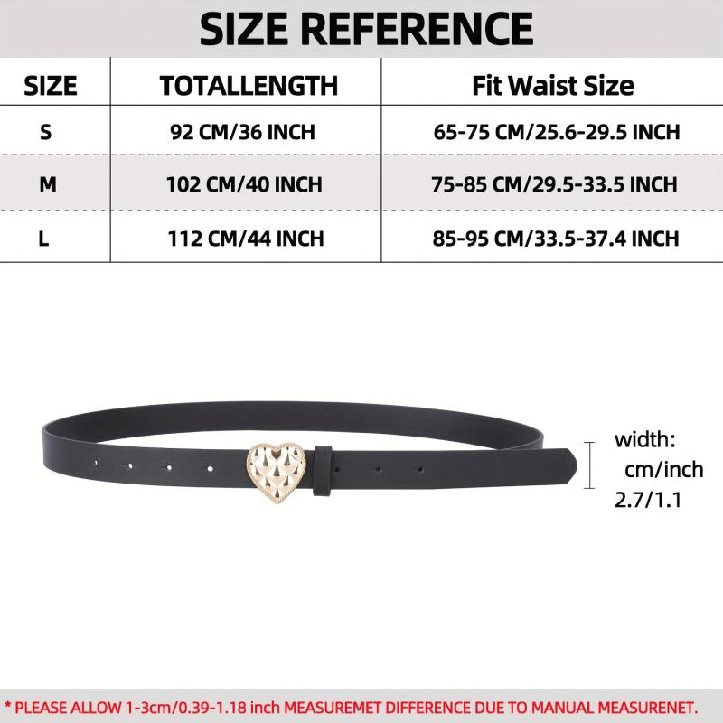 Heart-Shaped Golden Buckle Belt PU Leather Casual Jeans Belts
