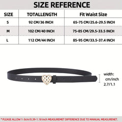 Heart-Shaped Golden Buckle Belt PU Leather Casual Jeans Belts