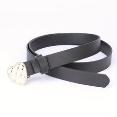 Heart-Shaped Golden Buckle Belt PU Leather Casual Jeans Belts