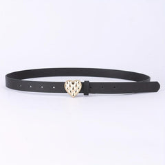 Heart-Shaped Golden Buckle Belt PU Leather Casual Jeans Belts
