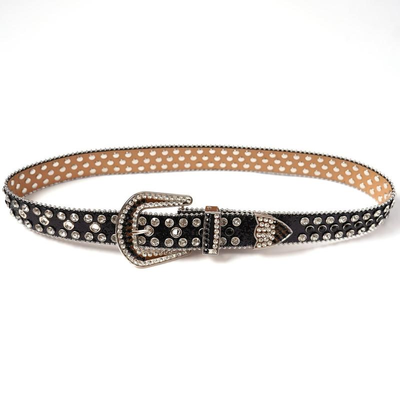 Rhinestone Rivet Punk Skull Head Unisex Western Cowboy Cowgirl Belt Bling
