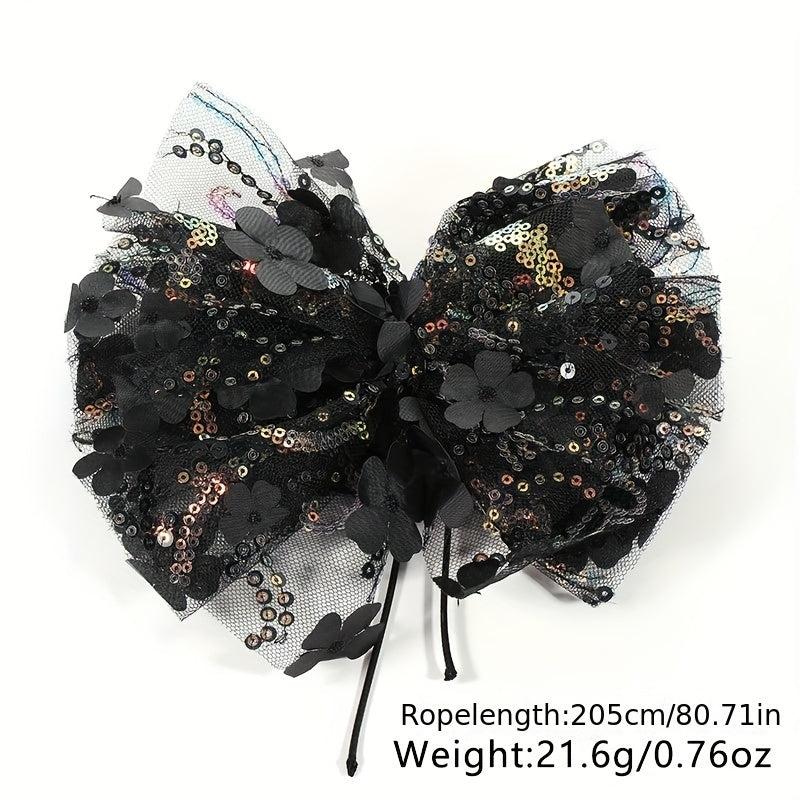 Sequin Mesh Bowknot Sash Belt Lace Up Wax Rope Waist Belt