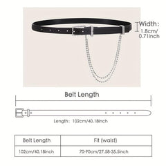 Rhinestone Chain Tassel PU Belt for Women