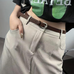 Vintage Arrow Buckle PU Belt Solid Casual Belt Unisex Jeans Pants Belt