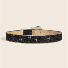 Sparkly Rhinestone Buckle PU Belt for Women