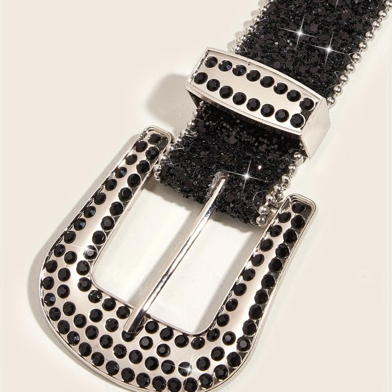 Sparkly Rhinestone Buckle PU Belt for Women