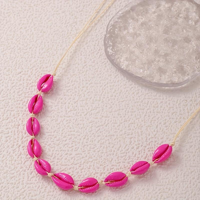 Vintage Shell Beaded Waist Chain Red Elastic Braided Waistband