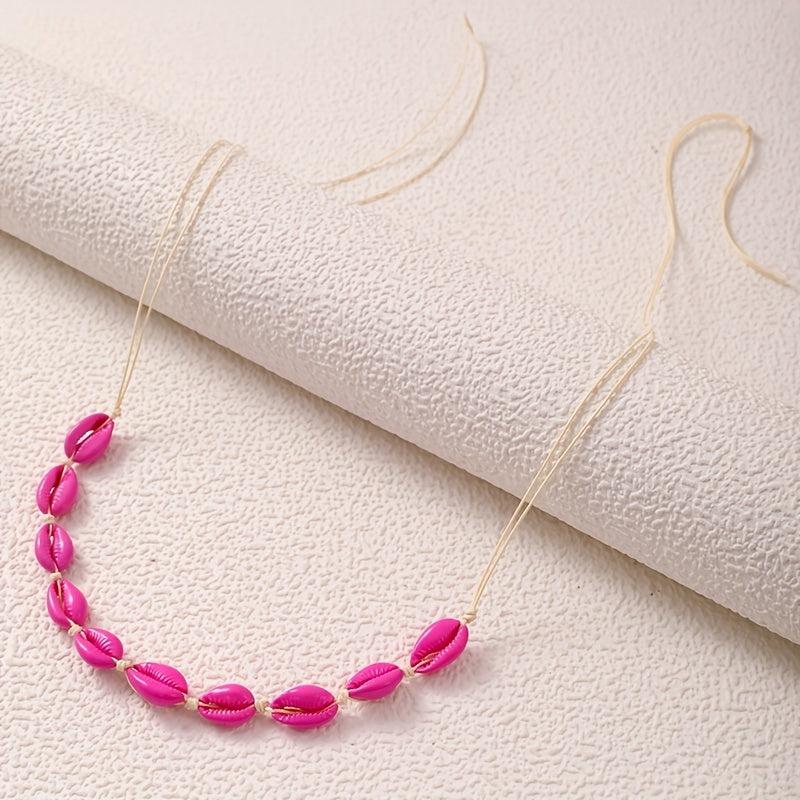 Vintage Shell Beaded Waist Chain Red Elastic Braided Waistband