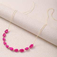 Vintage Shell Beaded Waist Chain Red Elastic Braided Waistband