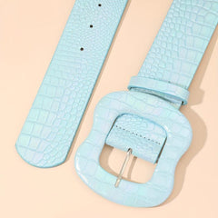  Laser Belt Embossed PU Leather Dress Coat Girdle Belts