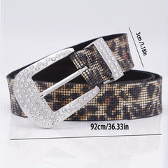 Vintage Rhinestone Leopard Belt Hip Hop Jeans Pants Belt Y2K Pin Buckle Belts