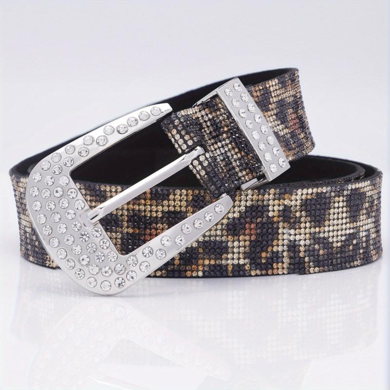 Vintage Rhinestone Leopard Belt Hip Hop Jeans Pants Belt Y2K Pin Buckle Belts