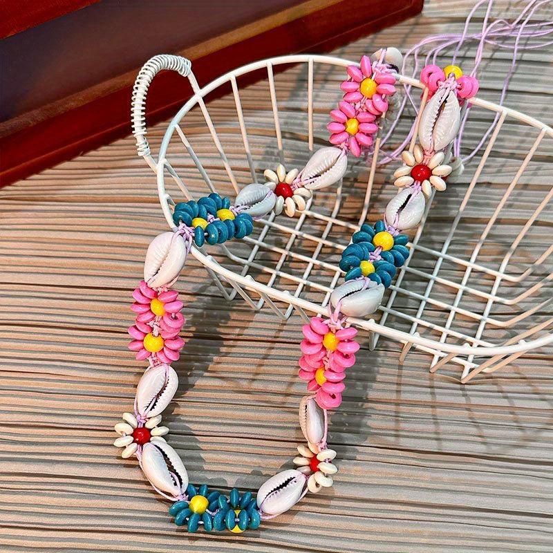 Boho Shell Flower Sash Belt Vintage Bowknot Waistband