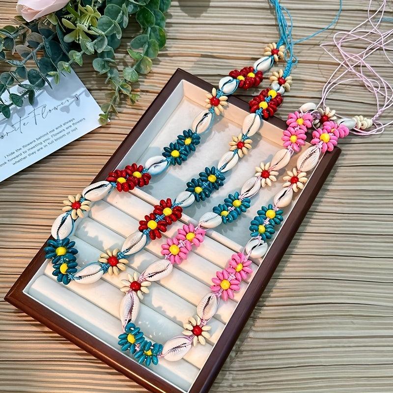 Boho Shell Flower Sash Belt Vintage Bowknot Waistband