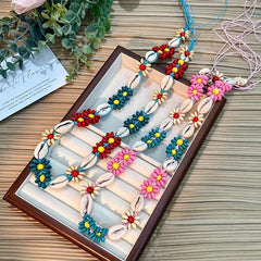 Boho Shell Flower Sash Belt Vintage Bowknot Waistband