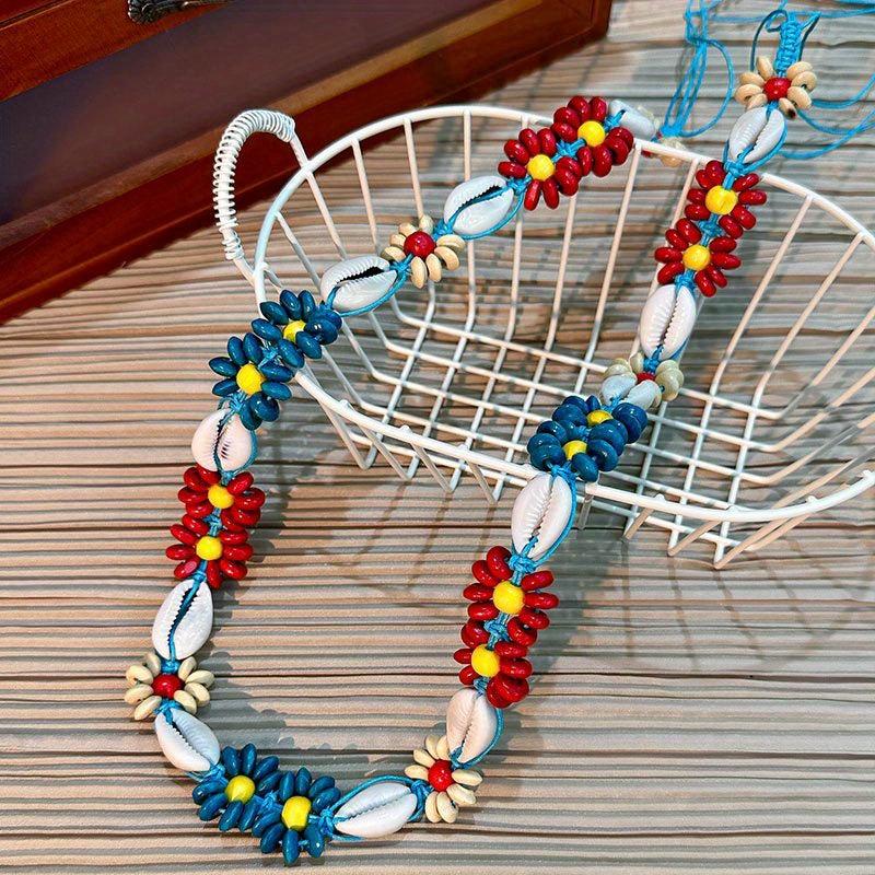Boho Shell Flower Sash Belt Vintage Bowknot Waistband