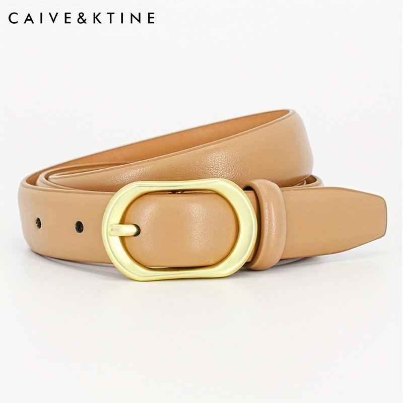 Oval Buckle Leather Belt Solid Casual Belt Unisex Jeans Pants Coat Belt
