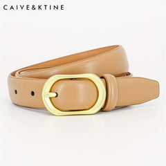 Oval Buckle Leather Belt Solid Casual Belt Unisex Jeans Pants Coat Belt