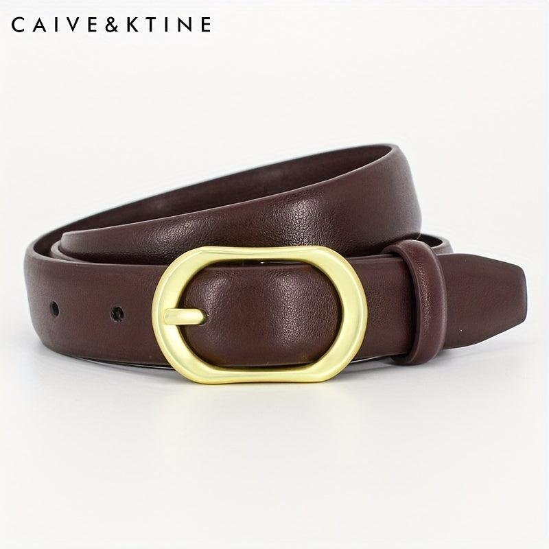 Oval Buckle Leather Belt Solid Casual Belt Unisex Jeans Pants Coat Belt