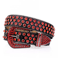 Red Rhinestone Punk PU Belt Hip Hop Sparkling Cowboy Cowgirl Belts