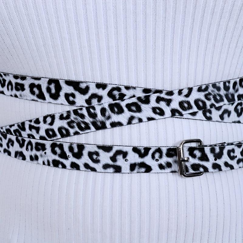  Leopard Print Harness Belt Layer PU Leather Adjustable Waistband
