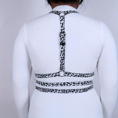  Leopard Print Harness Belt Layer PU Leather Adjustable Waistband