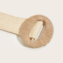 Boho Straw Woven Elastic Waist Belt for Women Wide Waist Band