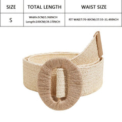 Boho Straw Woven Elastic Waist Belt for Women Wide Waist Band
