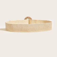 Boho Straw Woven Elastic Waist Belt for Women Wide Waist Band