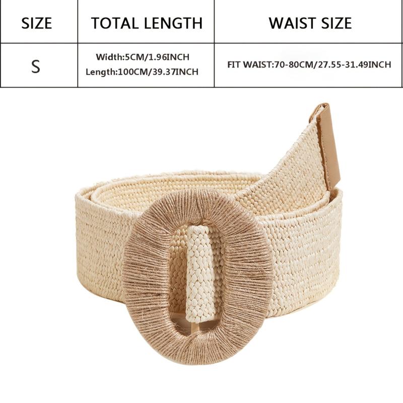 Boho Straw Woven Elastic Waist Belt for Women Wide Waist Band