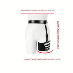 Gothic Harness Leg Gaiter Punk PU Leather Rivet Belt Hollow Out Rivet Leg Ring