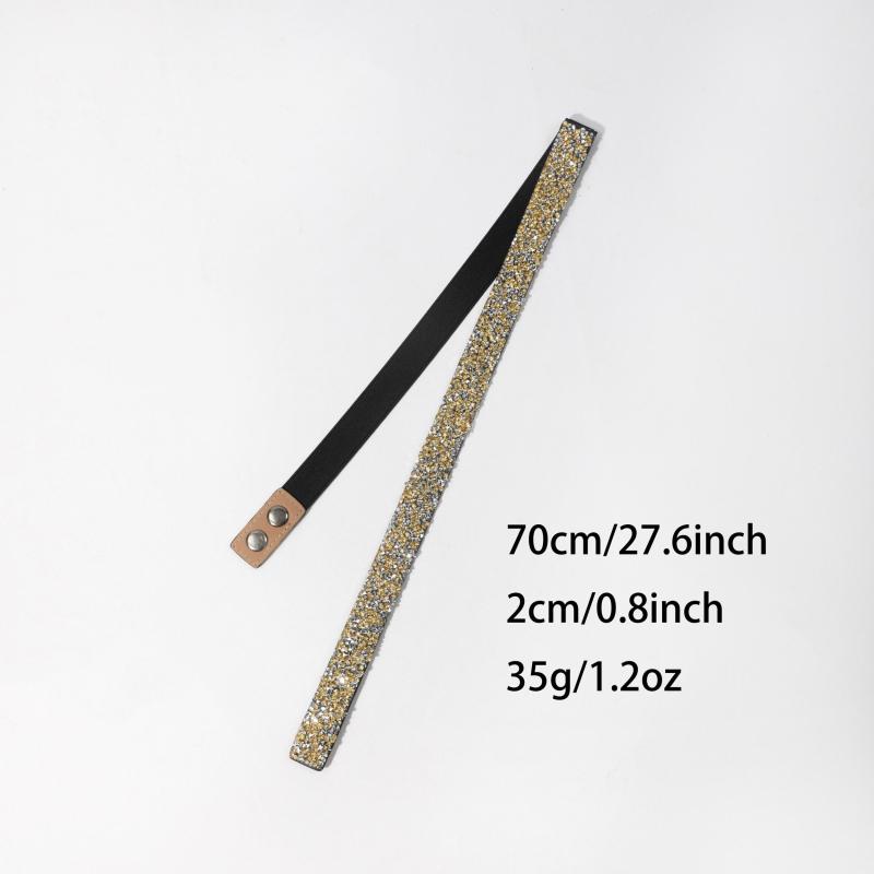 Yellow Crystal Decor Elastic Waistband for Women