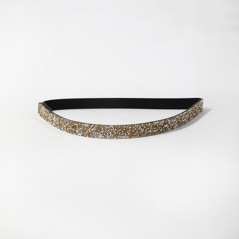 Yellow Crystal Decor Elastic Waistband for Women