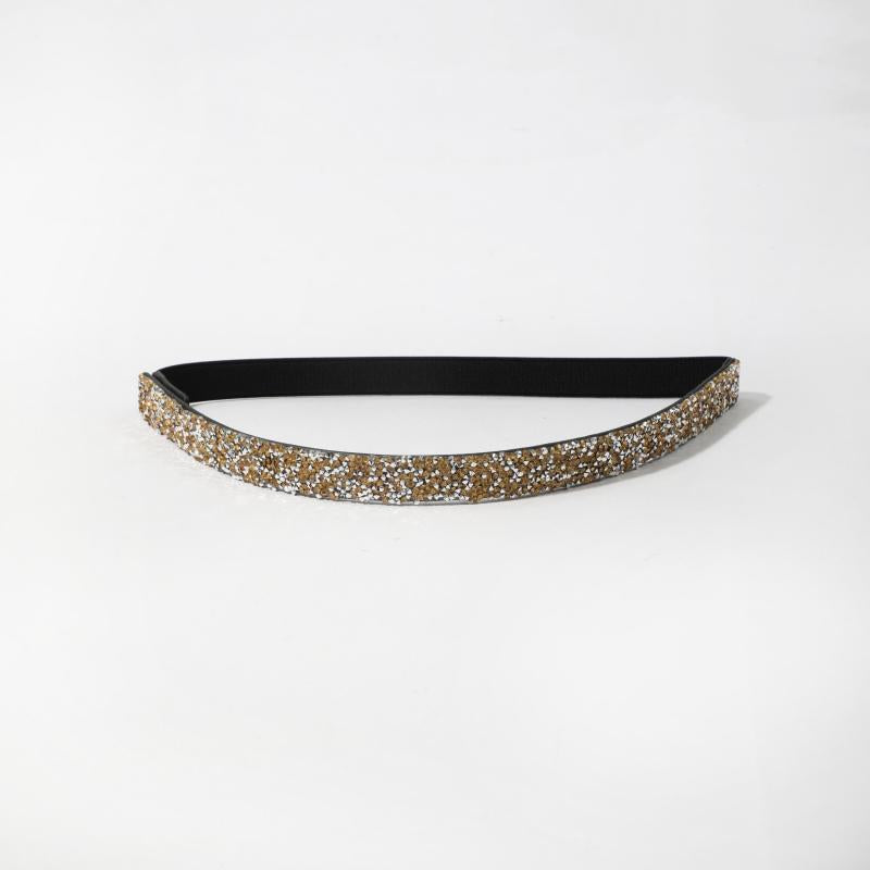 Yellow Crystal Decor Elastic Waistband for Women