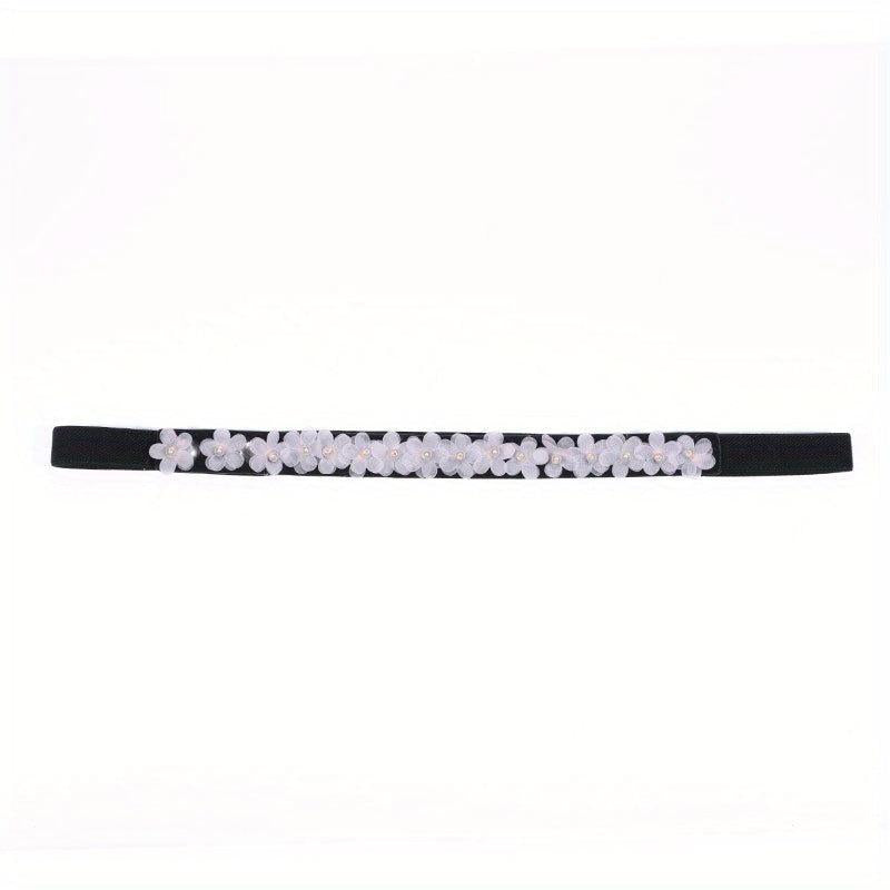 Thin Flower Decor Belt Elastic Waistband Classic Dress Girdle