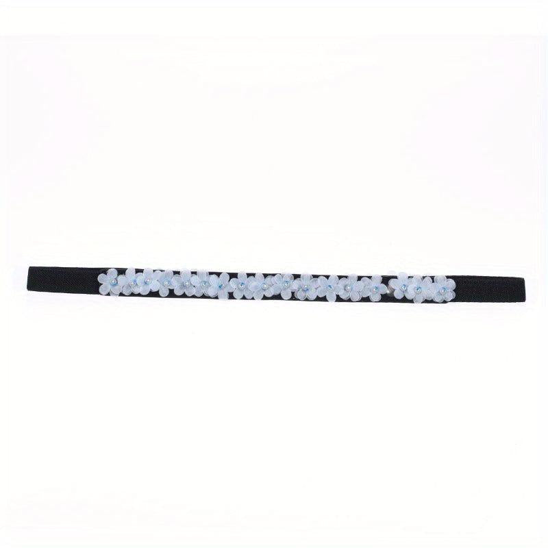 Thin Flower Decor Belt Elastic Waistband Classic Dress Girdle