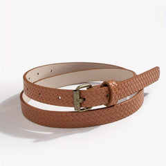 3pcs Braided Pattern PU Belt Solid Square Pin Buckle Belt Embossed Girdle