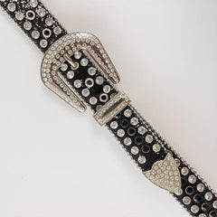 Punk Rhinestone Sequin Belt Y2K & Silvery Block Western Cowboy Cowgirl Belt